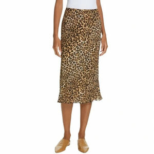 NANUSHKA Zarina Leopard Print Midi Skirt Size M
